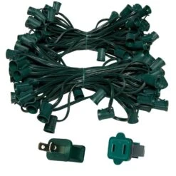 100 Ft. C9/E17 Green Wire Socket Stringer With 12 In. Spacing