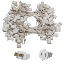 100 Ft. C9/E17 White Wire Socket Stringer With 12 In. Spacing
