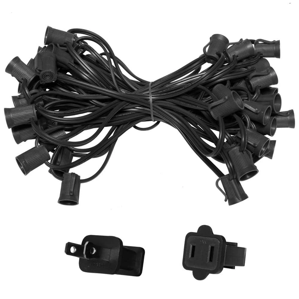 50 Ft. C9/E17 Black Wire Socket Stringer With 12 In. Spacing 1 50 Ft. C9/E17 Black Wire Socket Stringer With 12 In. Spacing