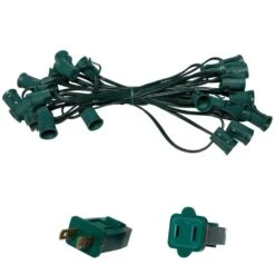 25 Ft. C9/E17 Green Wire Socket Stringer With 12 In. Spacing
