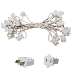 25 Ft. C9/E17 White Wire Socket Stringer With 12 In. Spacing