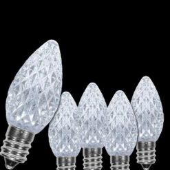 OptiCore C7 LED Cool White Faceted Shatter-Resistant Christmas Light Bulbs (25-Pack)
