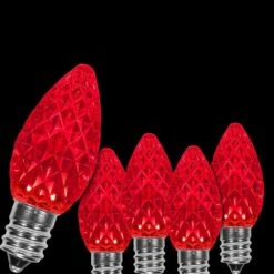 OptiCore C7 LED Red Faceted Shatter-Resistant Christmas Light Bulbs (25-Pack)