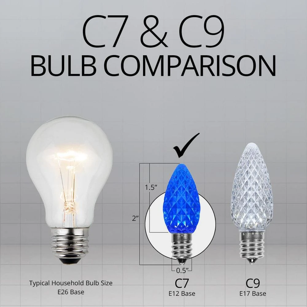 OptiCore C7 LED Blue Faceted Shatter-Resistant Christmas Light Bulbs (25-Pack) 5 OptiCore C7 LED Blue Faceted Shatter-Resistant Christmas Light Bulbs (25-Pack) - Image 5