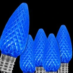 OptiCore C9 LED Blue Faceted Shatter-Resistant Christmas Light Bulbs (25-Pack)