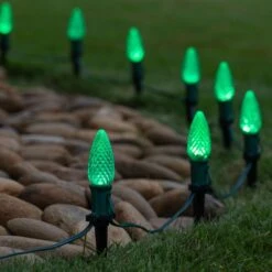OptiCore C9 LED Green Faceted Shatter-Resistant Christmas Light Bulbs (25-Pack) -Northlight Shop wintergreen lighting christmas light bulbs 72655 1f 1000