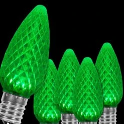 OptiCore C9 LED Green Faceted Shatter-Resistant Christmas Light Bulbs (25-Pack)