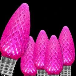 OptiCore C9 LED Pink Faceted Shatter-Resistant Christmas Light Bulbs (25-Pack)