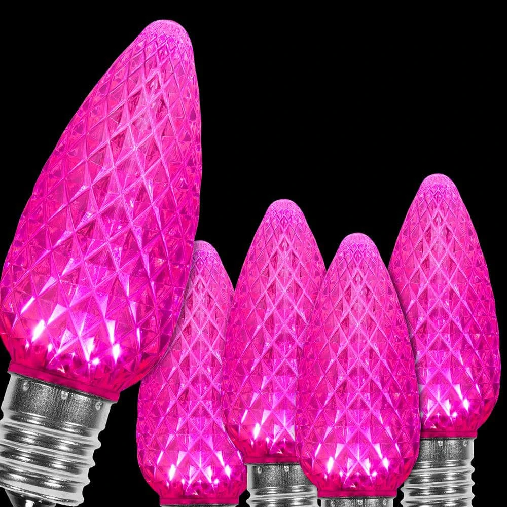OptiCore C9 LED Pink Faceted Shatter-Resistant Christmas Light Bulbs (25-Pack) 1 OptiCore C9 LED Pink Faceted Shatter-Resistant Christmas Light Bulbs (25-Pack)