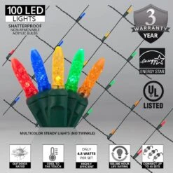 48 In. X 72 In. 100-Light M5 LED Multi-Color Net Light Set -Northlight Shop wintergreen lighting christmas net lights 72494 4f 1000