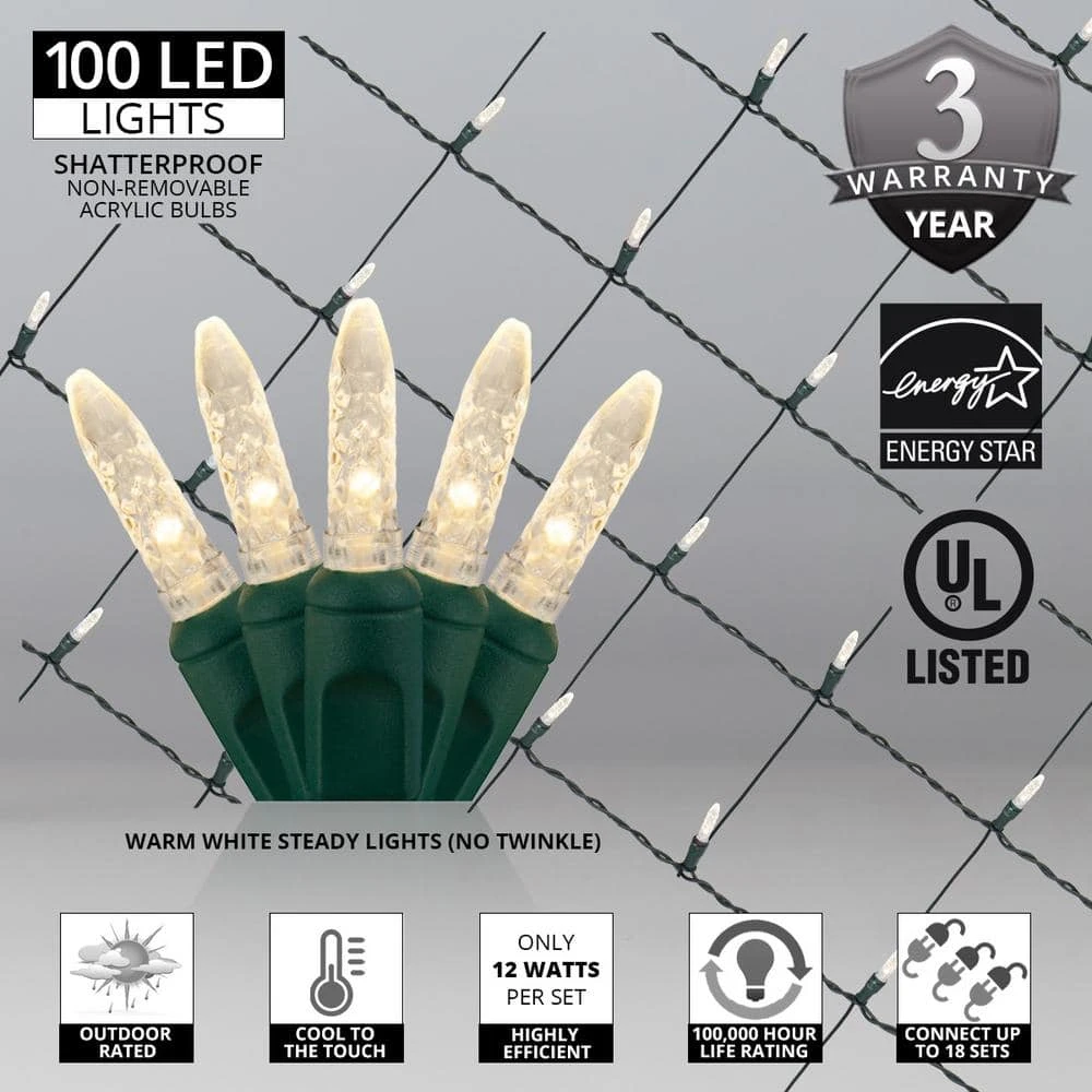 48 In. X 72 In. 100-Light M5 LED Warm White Net Light Set 3 48 In. X 72 In. 100-Light M5 LED Warm White Net Light Set - Image 3