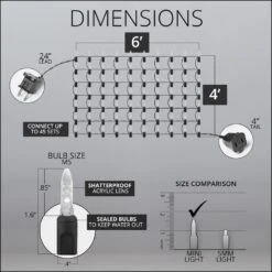 48 In. X 72 In. 100-Light M5 LED Red Net Light Set -Northlight Shop wintergreen lighting christmas net lights 72502 1f 1000