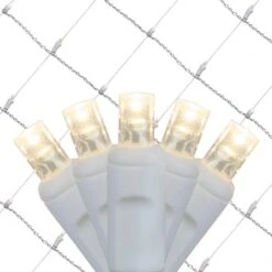 StretchNet Pro 20 In. X 45 In. 50-Count LED Wide Angle Warm White Column Wrap Christmas Lights With White Wire
