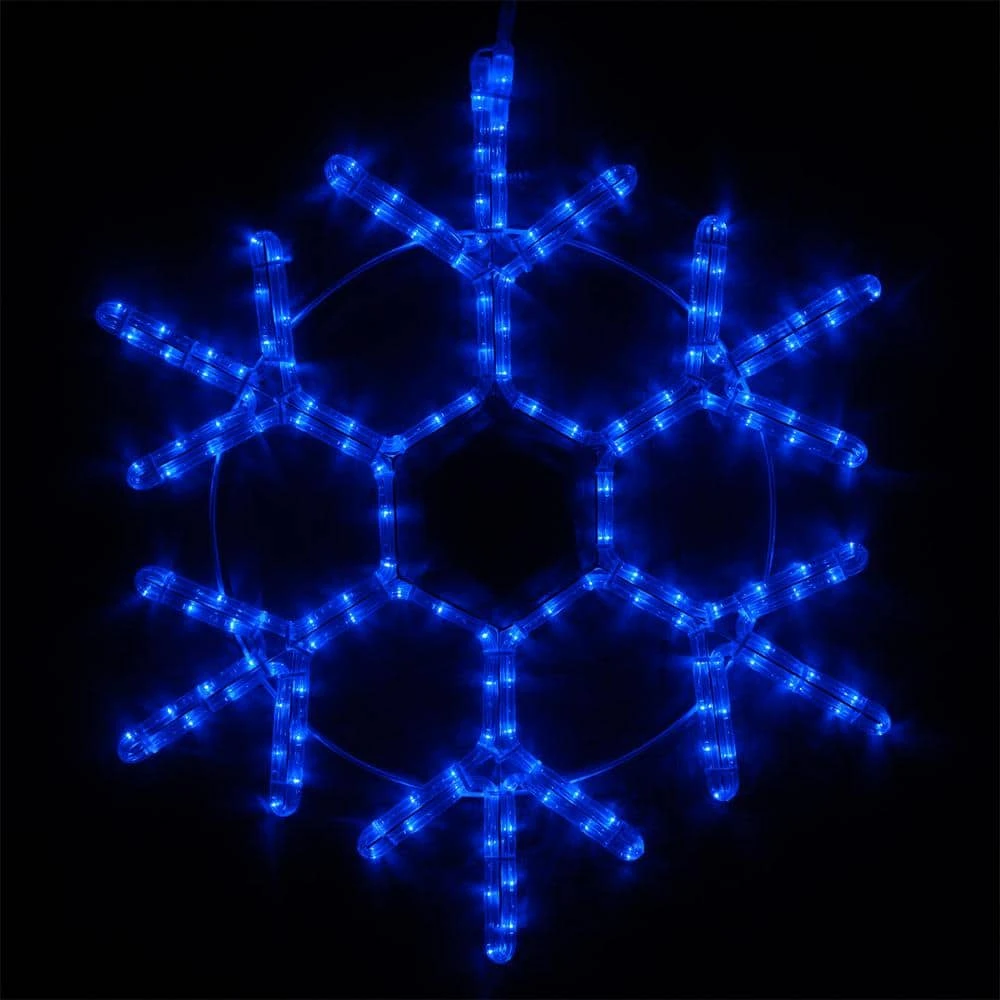 36 In. 218-Light LED Blue 18 Point Hanging Snowflake Decor 1 36 In. 218-Light LED Blue 18 Point Hanging Snowflake Decor