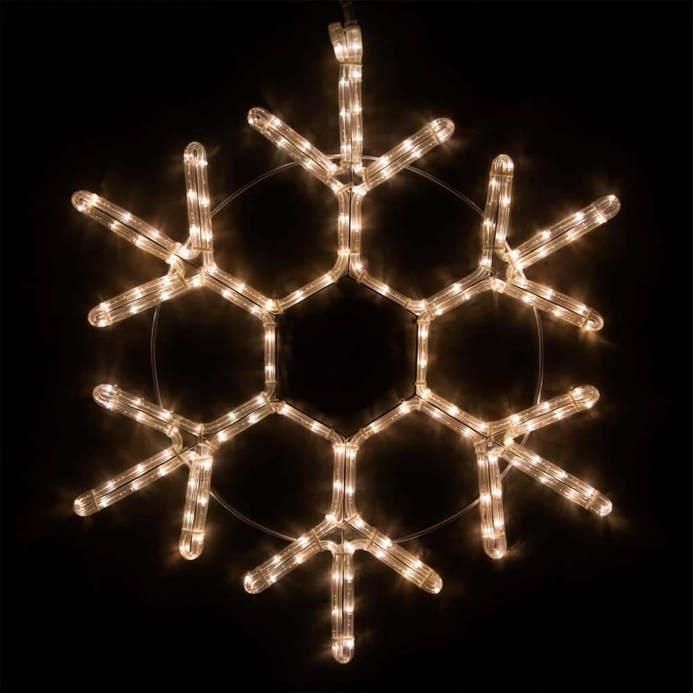 12 In. 63-Light LED Warm White 18 Point Hanging Snowflake Decor 1 12 In. 63-Light LED Warm White 18 Point Hanging Snowflake Decor