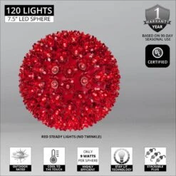 7.5 In. 120-Light LED Red Decorative Starlight Sphere 9 7.5 In. 120-Light LED Red Decorative Starlight Sphere -Northlight Shop wintergreen lighting christmas novelty lights 76482 e1 1000