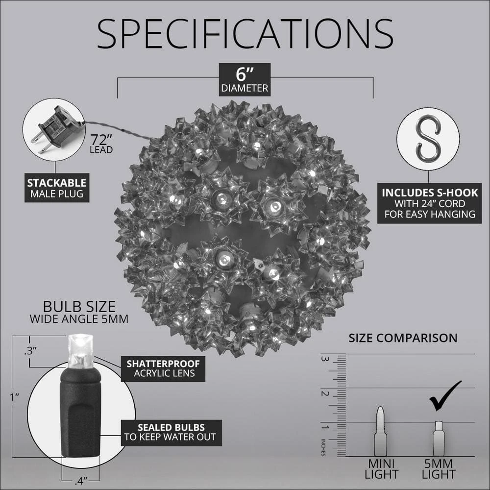 6 In. 70-Light LED Blue Decorative Starlight Sphere 5 6 In. 70-Light LED Blue Decorative Starlight Sphere - Image 5