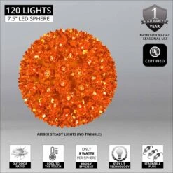 7.5 In. 120-Light LED Orange Decorative Starlight Sphere -Northlight Shop wintergreen lighting christmas novelty lights 76506 4f 1000