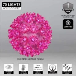 6 In. 70-Light LED Pink Decorative Starlight Sphere 6 6 In. 70-Light LED Pink Decorative Starlight Sphere -Northlight Shop wintergreen lighting christmas novelty lights 76522 4f 1000