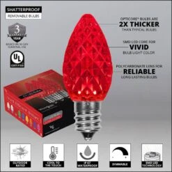 OptiCore 24 Ft. 25-Light LED Red Faceted C7 String Light Set -Northlight Shop wintergreen lighting christmas string lights 77612 4f 1000