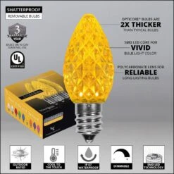 OptiCore 24 Ft. 25-Light LED Gold Faceted C7 String Light Set -Northlight Shop wintergreen lighting christmas string lights 77783 4f 1000