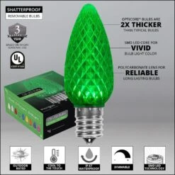 OptiCore 24 Ft. 25-Light Green LED Faceted C9 String Light Set -Northlight Shop wintergreen lighting christmas string lights 78090 4f 1000