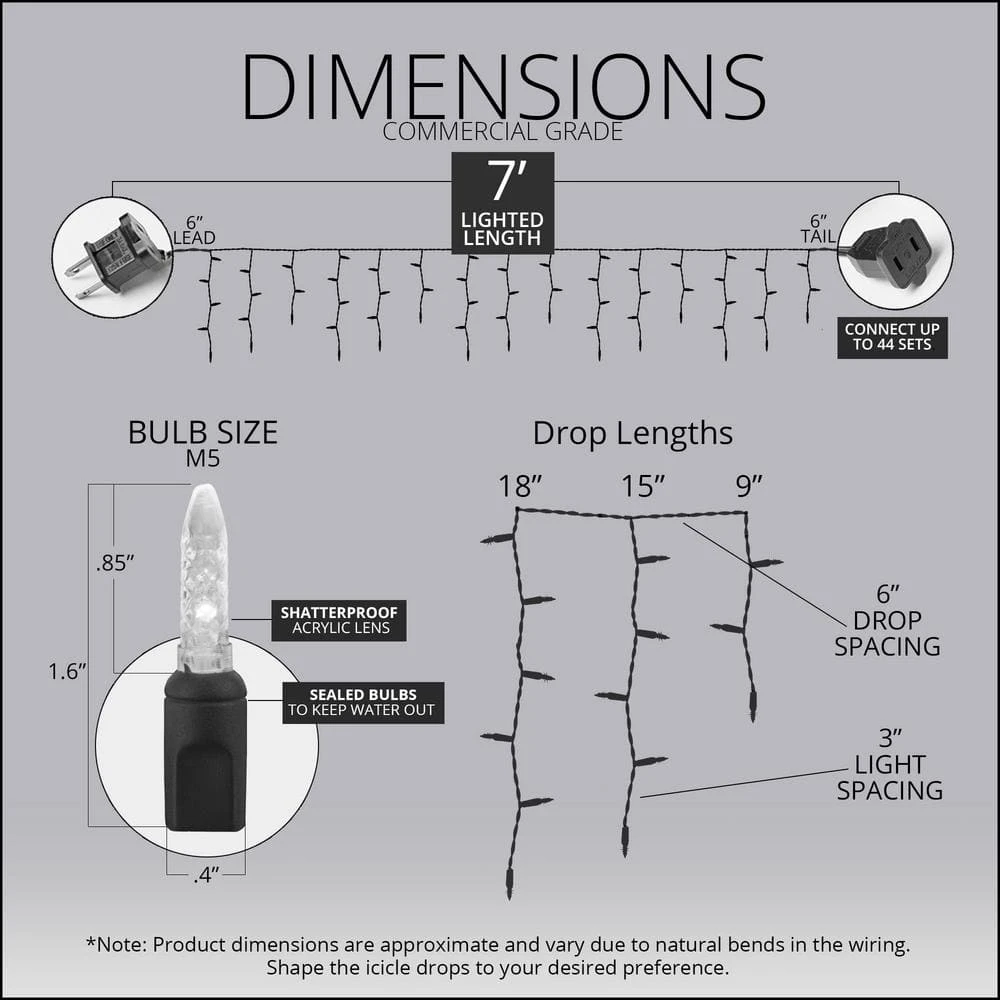 7 Ft. 70-Light M5 LED Warm White Icicle Light Set 4 7 Ft. 70-Light M5 LED Warm White Icicle Light Set - Image 4