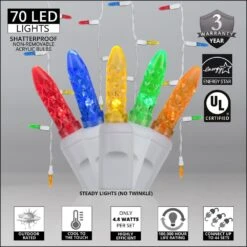 7 Ft. 70-Light LED M5 Multi-Color Icicle Light Set -Northlight Shop wintergreen lighting icicle lights 20360 4f 1000