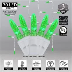 7 Ft. 70-Light LED M5 Green Icicle Light Set -Northlight Shop wintergreen lighting icicle lights 21039 4f 1000