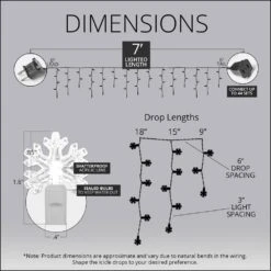 6.5 Ft. 70-Light LED Cool White Snowflake Icicle Light Set 8 6.5 Ft. 70-Light LED Cool White Snowflake Icicle Light Set -Northlight Shop wintergreen lighting icicle lights 50591 1f 1000