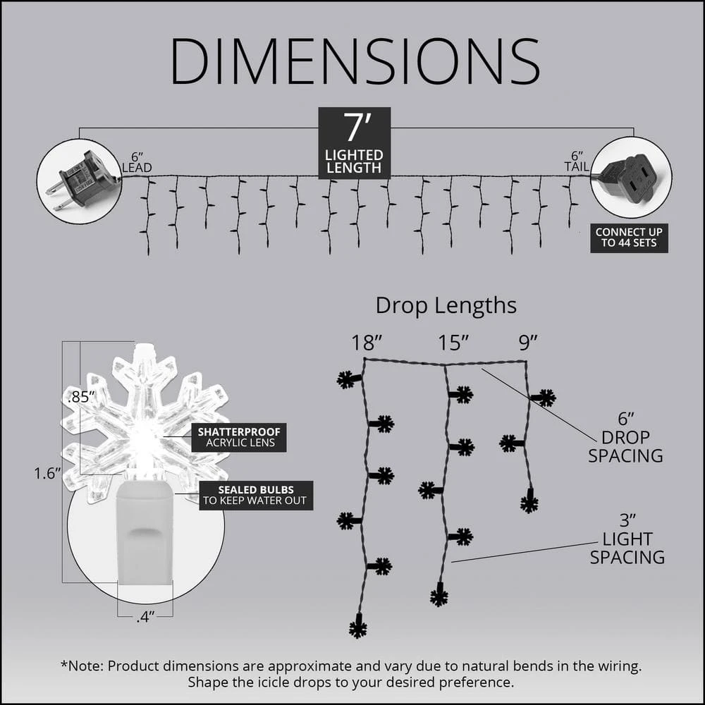 6.5 Ft. 70-Light LED Cool White Snowflake Icicle Light Set 4 6.5 Ft. 70-Light LED Cool White Snowflake Icicle Light Set - Image 4