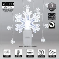 6.5 Ft. 70-Light LED Cool White Snowflake Icicle Light Set 7 6.5 Ft. 70-Light LED Cool White Snowflake Icicle Light Set -Northlight Shop wintergreen lighting icicle lights 50591 4f 1000