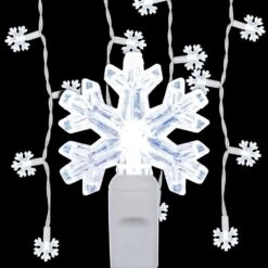 6.5 Ft. 70-Light LED Cool White Snowflake Icicle Light Set