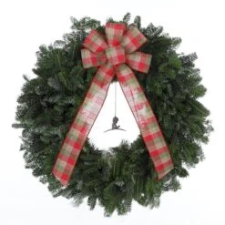 26 In. Fresh Fraser Fir Christmas Wreath With HQ Plaid Bow And St. Jude Hospital Pendant