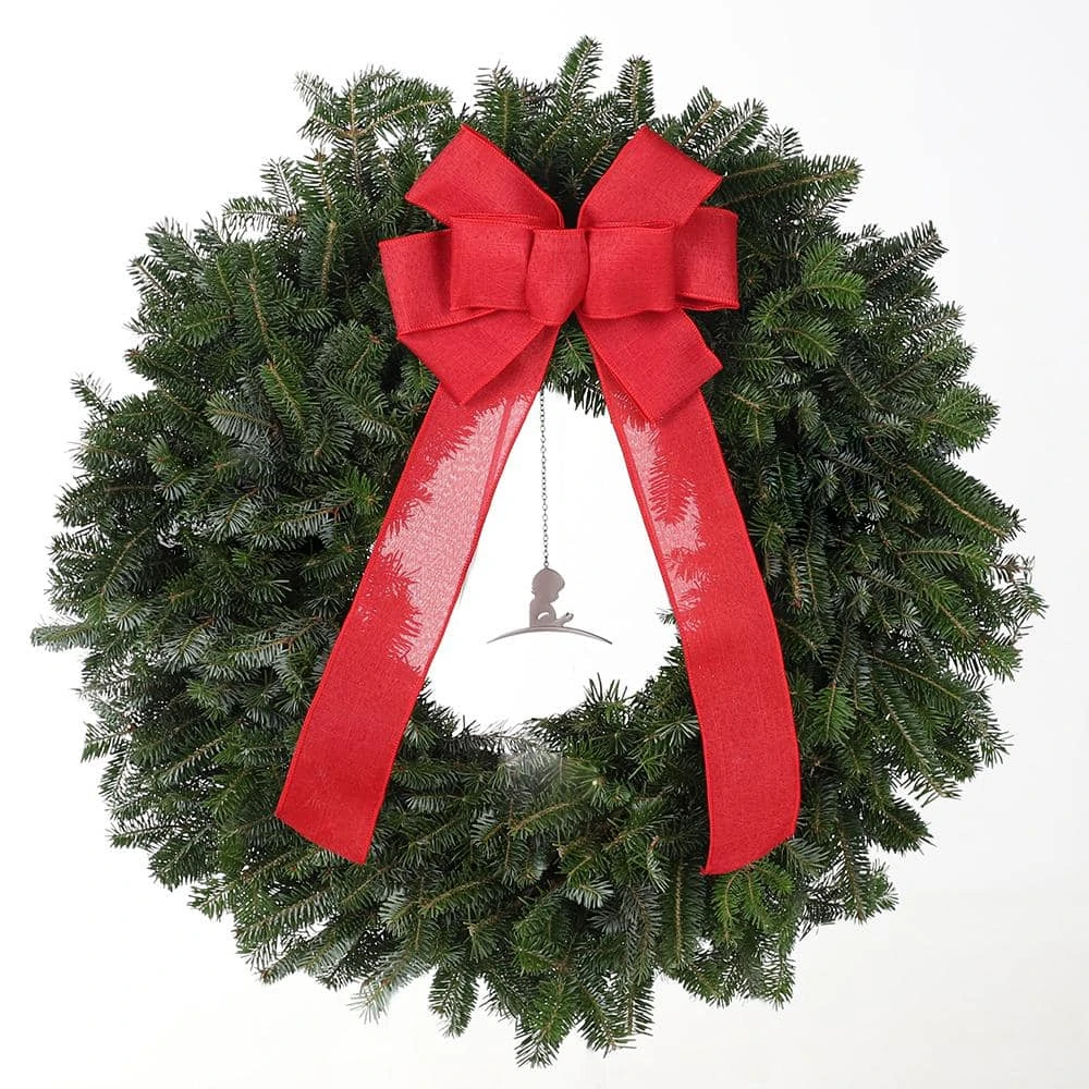 26 In. Fresh NC Blue Ridge Mountain Fraser Fir Christmas Wreath With HQ Red Bow And St. Jude Hospital Pendant 1 26 In. Fresh NC Blue Ridge Mountain Fraser Fir Christmas Wreath With HQ Red Bow And St. Jude Hospital Pendant