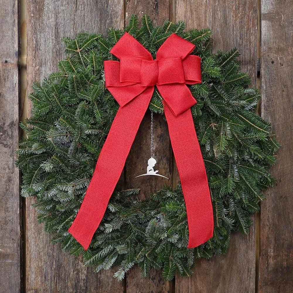 26 In. Fresh NC Blue Ridge Mountain Fraser Fir Christmas Wreath With HQ Red Bow And St. Jude Hospital Pendant 2 26 In. Fresh NC Blue Ridge Mountain Fraser Fir Christmas Wreath With HQ Red Bow And St. Jude Hospital Pendant - Image 2