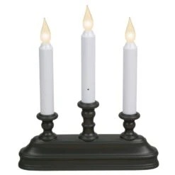 10 In. Dual Color LED Battery Operated Candle With Aged Bronze Colored Candelabra Base