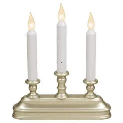 10 In. Dual Color LED Battery Operated Candle With Pewter Colored Candelabra Base