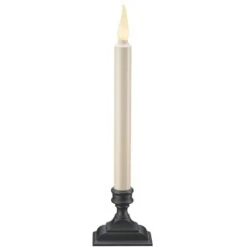 12.5 In. White Battery Operated LED Taper Candle With Warm 3D Flame