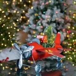 29 In. Red Airplane With Lighted Christmas Tree And Gifts 7 29 In. Red Airplane With Lighted Christmas Tree And Gifts -Northlight Shop zaer ltd international christmas yard decorations zr190160 76 1000