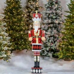 61 In. Tall Iron Christmas Nutcracker George With Drum And LED Lights -Northlight Shop zaer ltd international christmas yard decorations zr190660 76 1000