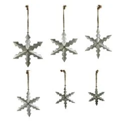 Set Of 6 Hanging Galvanized Stars In Assorted Sizes