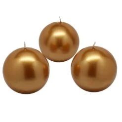 3 In. Metallic Gold Ball Candles (6-Box)