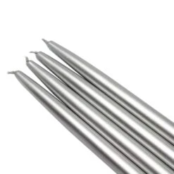 10 In. Metallic Silver Taper Candles (Set Of 12)
