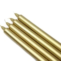 10 In. Metallic Gold Straight Taper Candles (12-Set)